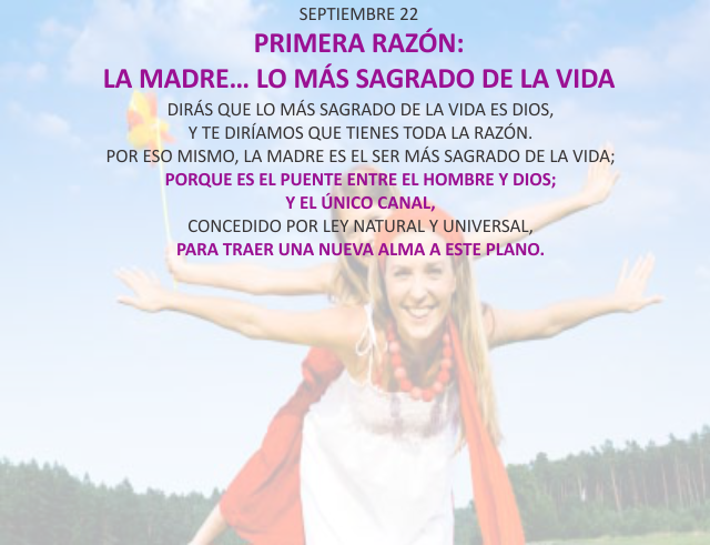 Primera razón: la madre... lo más sagrado de la vida